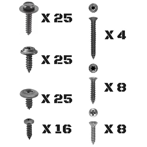 GM 111-Piece Kit de matériel à vis, noir #8 | FITS: Chevrolet, Buick, Oldsmobile, Pontiac, Cadillac, GMC Camions, A. B. C. D. E. F. G. H. J. X. Y Corps