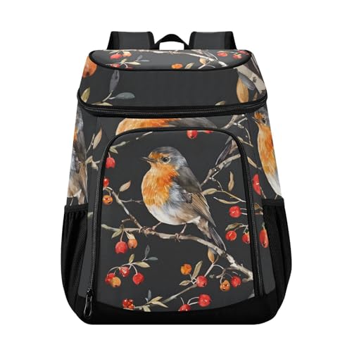 Robin Birds Cooler Backpack Cooler Insulated Leak Proof Lunch Backpack 36 Cans Waterproof Soft for Men Women Picnic Hiking Camping Beach