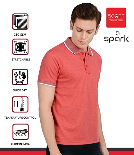 Image of Scott International Spark Polo T-shirts for Men - Bird Eye Collar neck, Half Sleeves, Cotton, Regular Fit, Stylish Branded Solid Plain tshirts for Boys