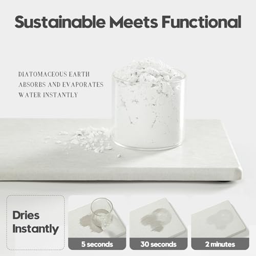 2PCS 10"x 5" Large Bathroom Sink Vanity Trays, Water Absorbing Diatomite Stone Quick Drying Mat for Kitchen Counter, Dish Rack Dispensers Sponge Holder Caddy Organizer, Beige, 10"x 5" by Razborci - Image 5
