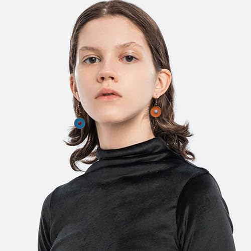 Bohemian Dainty Tribal Retro Asymmetrical Geometry Circle Lightweight Dangle Drop Earrings National Style Copper Disc Enamel Flower Hook Earrings for Women3