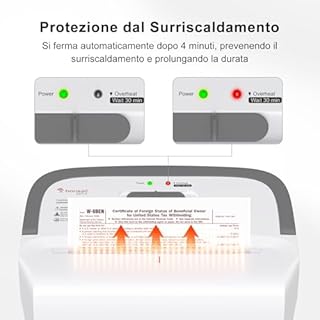 Bonsaii Distruggi Documenti, Tritacarte 8 Fogli, Sicurezza P-4, Taglio a Croce 5x14mm, Distrugge Carte di Credito, Graffette, Protezione dal Surriscaldamento, Cestino 13L per Casa e Ufficio, C277-C