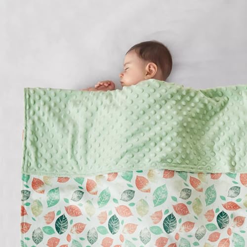 Image of DuShow Leaf Baby Blanket for Girls - Ultra Soft Double Layer Minky Blanket with Dotted Backing, Lightweight Receiving Swaddle for Newborns & Toddlers, Nursery, Stroller, Carseat-30x40 Inches