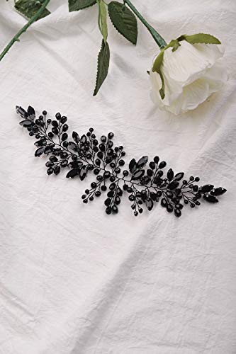 Deniferymakeup - Accessorio per capelli da sposa, colore nero, accessorio per capelli