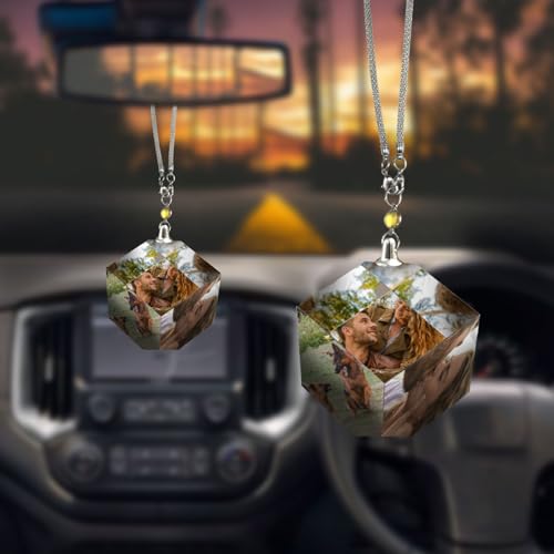 Colgante de coche con foto personalizado, adornos de espejo de coche, recuerdo colgante de cristal, marco de fotos personalizado, regalos colgantes para familiares y amigos