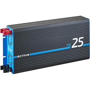 ECTIVE Reiner Sinus Wechselrichter TSI 25-2500W, USB, 24V auf 230V, Überlastschutz, Überhitzungsschutz, NSV, USV Funktion - DC/AC Spannungswandler, Umwandler, Stromwandler für Haushaltsgeräten