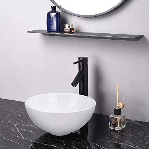 Aquaterior 12" Bathroom Vessel Sink With Pop Up Drain Above Counter Washing Basin Bowl Porcelain Sink Counter Top Lavatory #TOP6