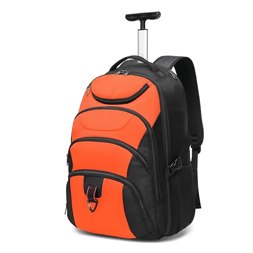 Boavan Rolling Backpack,17 inch Water Resistant Wheeled Back
