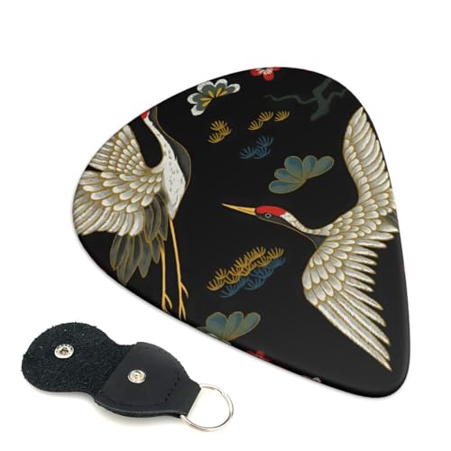 鶴 和風 花 プラスチックピック かわいい漫画エレキギターピック 弦楽器 アニメ ファッション 音楽愛好家 0.96mm