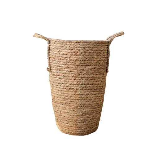 kesurpae Cesta rústica para macetas con Asas para Interior y Exterior, con ratán Duradero, ecológica, Decorativa, para jardín, Interior y Exterior, l
