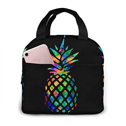 Summer Fruit Rainbow Pineapple Lunch Bag For Women Girls Kids Insulated Picnic Pouch Thermal Cooler Tote Bento Large Meal Prep Cute Bag Big Leakproof Soft Bags For Lunch Box, Camping, Travel, Fishing #TOP1