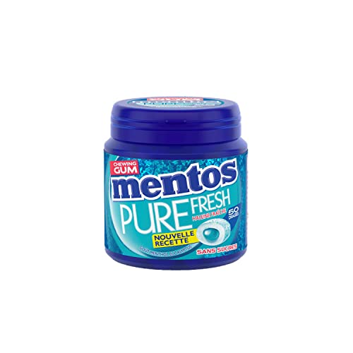 MENTOS GUM Chewing-Gum Mentos Pure Fresh Menthol-Eucalyptus - Chewing-Gum Sans Sucres - Dure Longtemps - Haleine Fraîche - 1 Boîte de 50 Dragées-100gr 1 Unité (Lot de 1) Cover