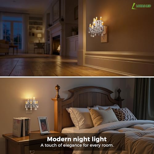 Image of L LOHAS LED Night Lights Plug into Wall,Crystal Chandelier Candle,Vintage