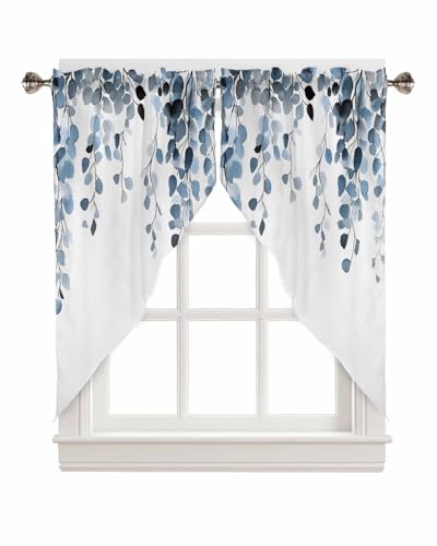 Lsrtoss Light Blue Eucalyptus Leaves Swag Valances for Windows 2