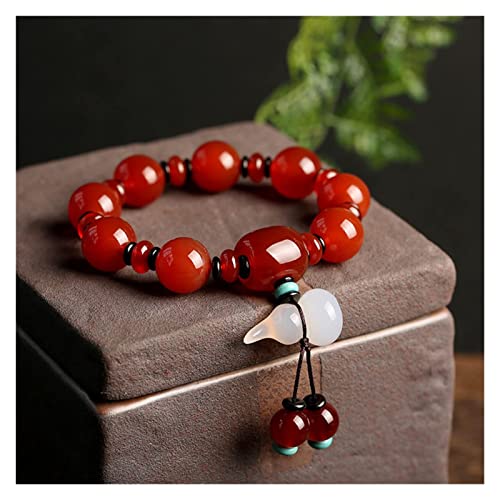 Pendentif Gourde en calcédoine agate rouge naturelle cadeau bijouterie mixte