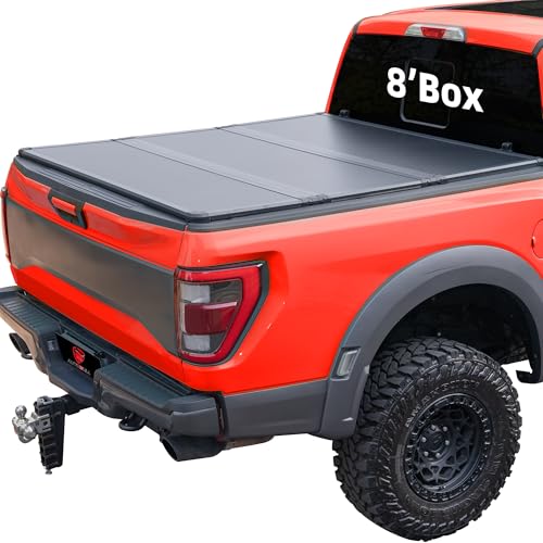 Hard Top Tri Fold tonneau Cover Compatible with 2010-2026 Chevy Silverado & GMC Sierra 1500/2007-2026 2500 3500HD 8ft Bed (97.8) Not for CarbonPro Bed Alloy Steel and Fiberglass Made