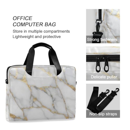 Bolso para portátil blanco con diseño mármol oro miniatura 6