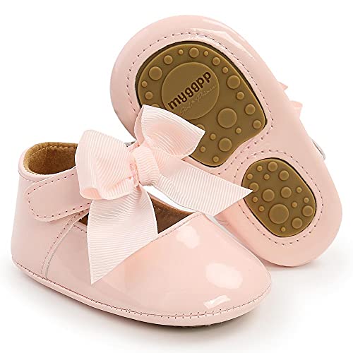 Aellons Infant Baby Girls Cute Mary Jane Flats Princess Bowknot Wedding Dress Shoes Prewalking Pink, 0-6 Months Infant #TOP3
