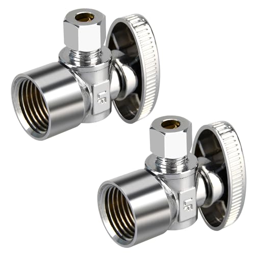 2 Pack Angle Stop Valve 1/2 FIP Angle Input 3/8 OD Compression Output