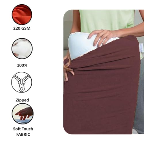 Image of Waterproof Terry Cotton Pillow Protector Cover with Zippered Closure | 18X28 Inch Standard Size Pillow Cover, Set of 2 | Dustproof Bedding Pillowcase for Protection (Coffee)