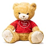 QILZO I Love You Teddybär Valentinstag 42 cm – Teddybär mit Herz Kuscheltier...