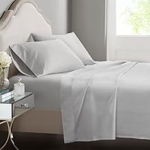 Croscill Egyptian Cotton Sheet Luxuriously Soft 500TC Cotton Sheets, Fitted Deep Pocket Sheet Set Fits Up to 18" Mattress, All Seasons 100% Certified Egyptian Cotton Bed Sheets, Cal King Grey 4 Piece