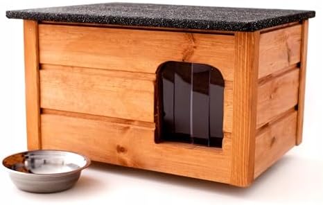 Casetta Per Gatti Kerbl Rustica - Legno, Con Finestra In Plexiglas, 57x45x43 Cm, Marrone/Verde - Foto 9