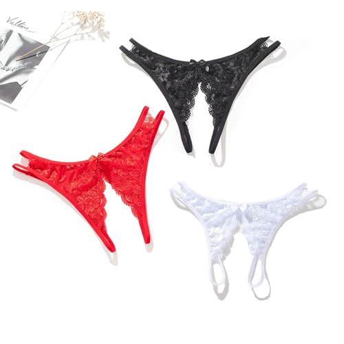 Image of Women Sexy Panties Plus Size Underwear Lace Thongs Low Rise G-String Cheeky Underpants