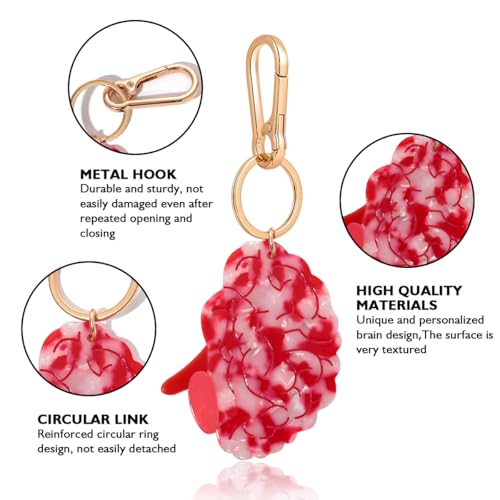 Novelty Keychain with Gold Metal Hook, Pink and Clear Design for Women Girls Gift
