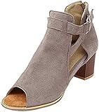  Minetom Damen Sandalen Sommer Espadrille Wedge Mode Schnalle Wildleder Fischmaul Schuhe Frühling Peep Toe Shoes Grau EU 34