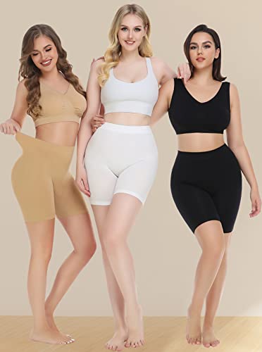 Damen Shorts Radlerhose Kurze, 3er Pack Anti Scheuern Unterhose für unter Kleider, Nahtlos Hohe Taille Frauen Panties Hotpants Damenunterhosen Unterwäsche Boxershorts für Yoga, Fitness, Täglich Tragen – Bild 3