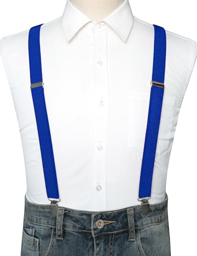 Image of RBOCOTT Mens Solid Color Suspender with 3 Cilps Adjustable Braces