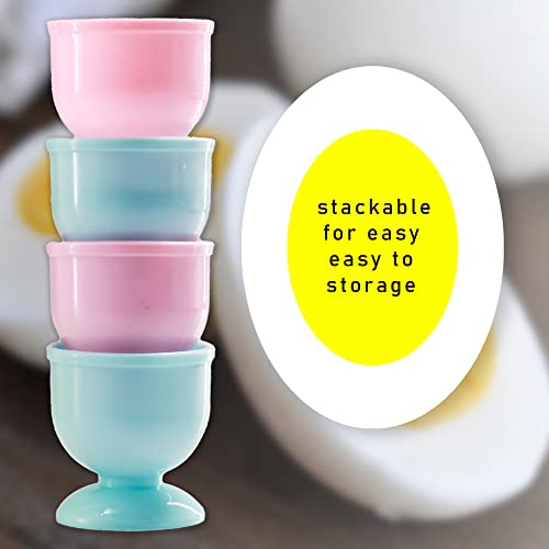 Eierbecher 4er Set, Leichte gekochte Eierhalter Ideal für Frühstück, Langlebiger Kunststoff, Spülmaschinenfest, 5 x 5 x 4 cm, Weiß und Blau (4er Pack Eierbecher) – Bild 5