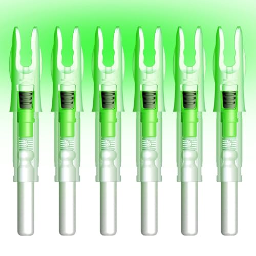 Linpeng Lot de 6 encoches lumineuses pour flèches avec encoches lumineuses .165/.204/.233/.244/.246 avec interrupteur marche/arrêt pour chasse à l'arc...