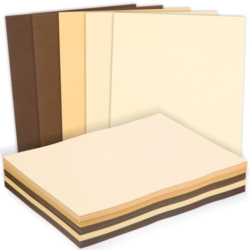 MixTeach 240 Sheets Assorted Brown Cardstock Paper 8.5 x 11