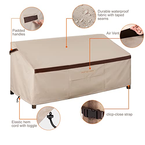Patioasis Patio Sofa Cover Waterproof 87 Inch Heavy Duty Outdoor Furniture Loveseat Cover With Air Vent Uv Resistant Tear Resistant Beige/Brown Heavy Duty Large High Back Outside Loveseat Covers #TOP3