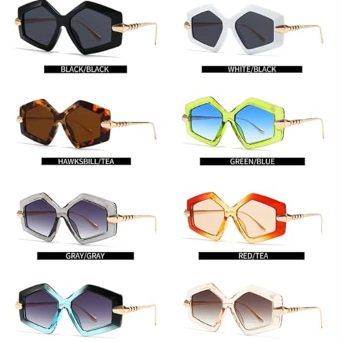 Lunettes de soleil vintage de créateur à monture large en métal géométrique - 3
