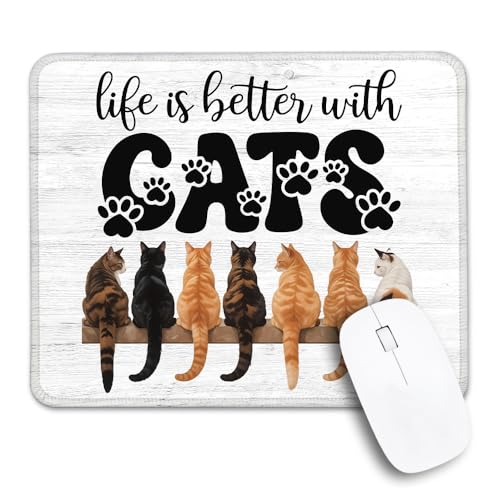 THEBESTU Life is Better with Cats Non-Slip Mouse Pad with