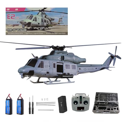 Kisss GS E2 UH-1Y RC Helicóptero Modelo de helicóptero, 2.4G 6CH Helicóptero de control remoto dual sin escobillas, modo de control de vuelo acrobático GTS 1 Avión militar RC, regalo -RTF