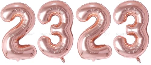 Image of Rozi Decoration 16? Inch Number 23 Foil Balloon Rose Gold Color for Birthday Parties Decoration | Happy 23th Anniversary | 23 Number Balloon Pack of 4 Pcs