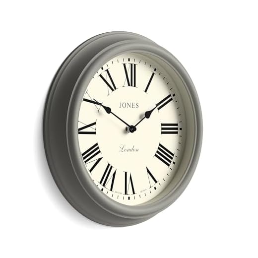 JONES CLOCKS® Venetian Wall Clock | Classic Round Clock | 12 inch | Grey | Roman Numerals | Traditional Design Ideal for Kitchen, Living Room or Bedroom