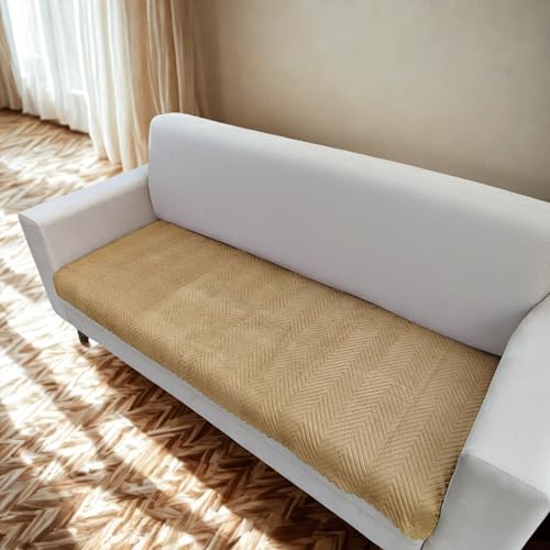Image of Homerz Premium Velvet Sofa Cover Panel | Soft & Velvety Fabric | Rich Vibrant Colours | Sofa Protector for Living Room (Mustard, 6 (3+2+1) Seater, Only Seat Cover)