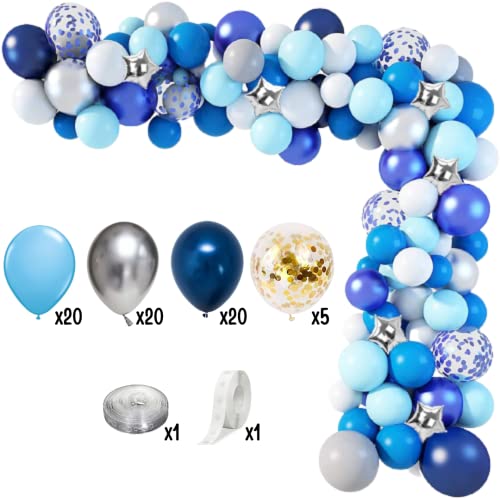 Party Town Boss Baby 75-Piece Balloon Pack | 32-Inch Foil + Metallic Latex Balloons, Birthday Paper Banner, Confetti