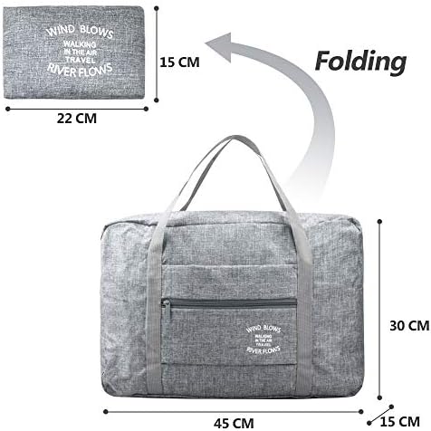 Travel Bag, BAGZY Foldable Duffel Bag Large Carry on Luggage Weekend Bag Gym Bag Shopping Overnight Bag Handbag Luggage Storage Lightweight Gym Sports Bag (30L Grey) 2 Travel Bag, BAGZY Foldable Duffel Bag Large Carry on Luggage Weekend Bag Gym Bag Shopping Overnight Bag Handbag Luggage Storage Lightweight Gym Sports Bag (30L Grey)