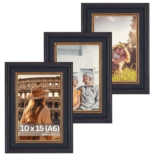 Victor set de 3 cadres photo Goya or noir en 10x15 cm (A6) - bar : 31 x 19 mm - style vintage -...