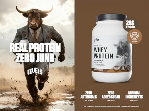 Image of Levels Grass Fed Whey Protein Powder, No Artificials, 24G of Protein, Double Chocolate, 2LB