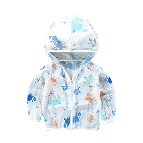 Kids Boys Girls Sun Coat Toddler Unisex Long Sleeve Cartoon Print Thin Lightweight Breathable Casual Full Zip Hoodie