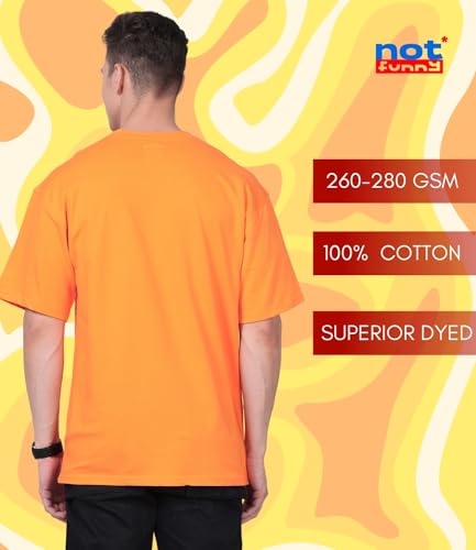 Image of Not Funny 280 GSM Pure Organic Cotton Oversized t Shirts for Men | Drop Shoulder Tshirt for Men & Boys (Available in Black, Blue, Beige,Orange & White)