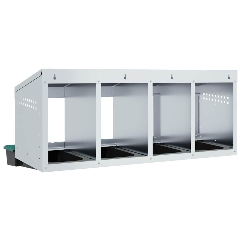 vidaXL Nido para gallinas con 4 Compartimentos de Acero galvanizado para Montar en la Pared