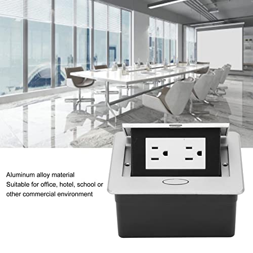 Hilitand 2 Outlets Up Floor Electrical Outlet Recessed Hidden Countertop Socket Floor Outlet Covers Box for Home Office